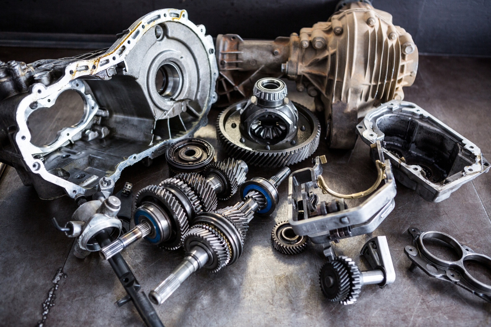 Components of an engine disassembled